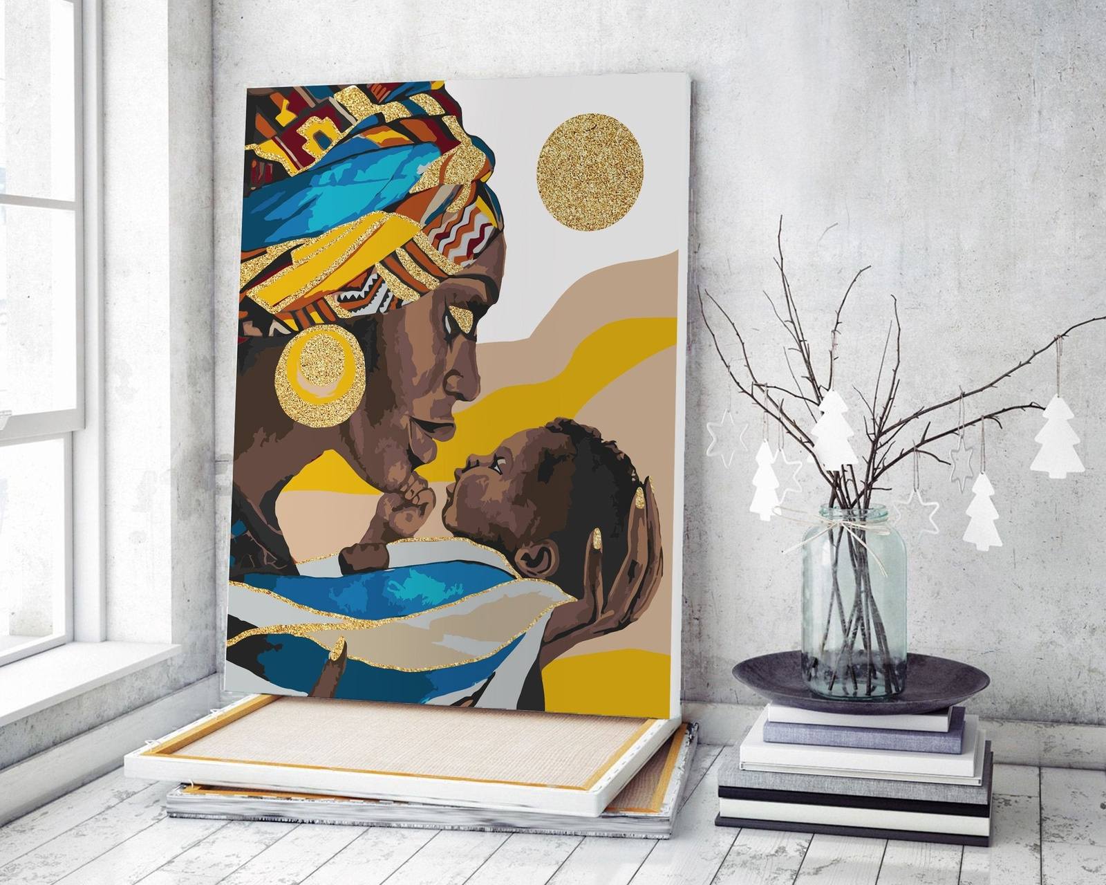 Mujer africana con un hijo (CH0648)