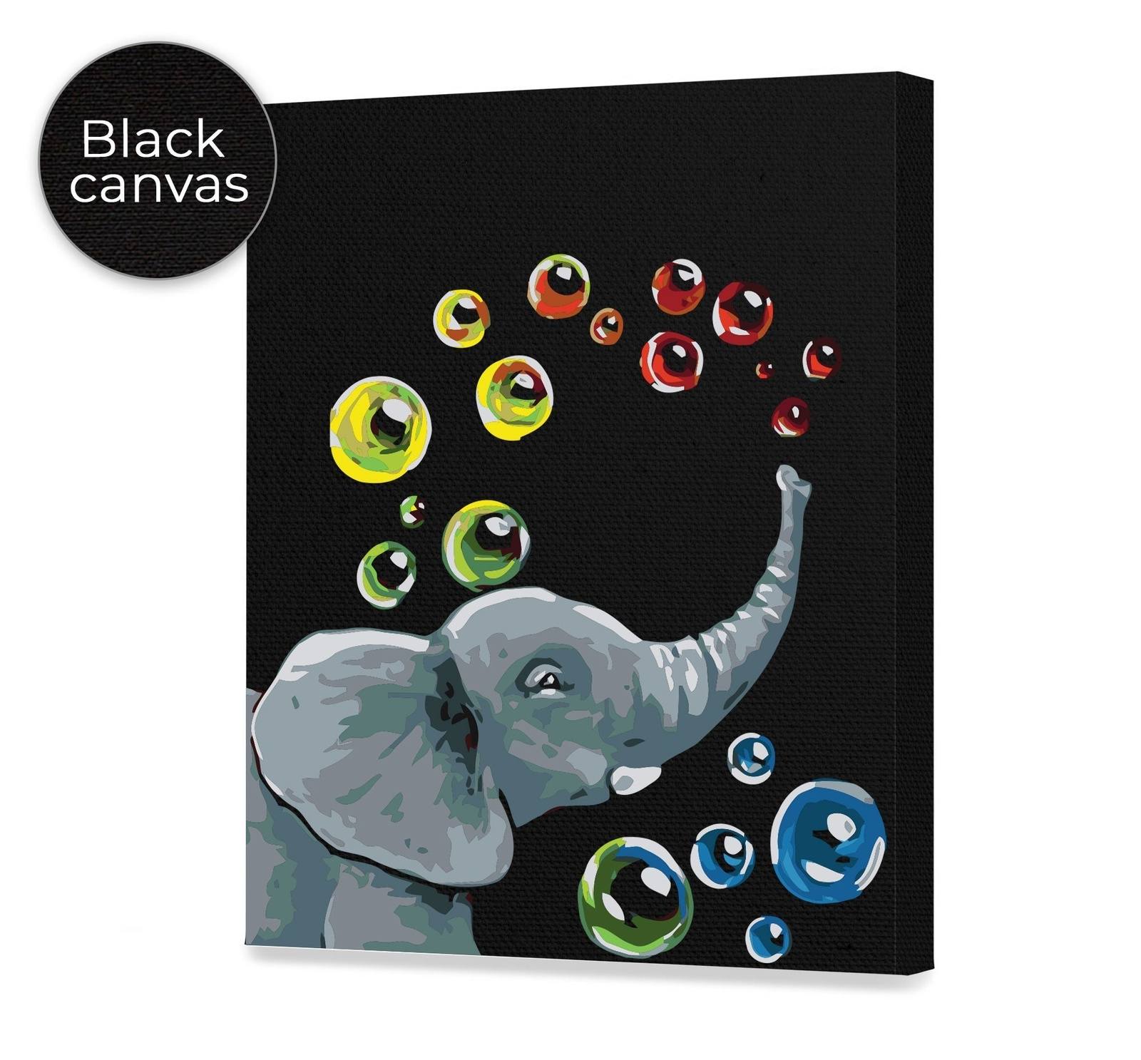Ein Elefant mit farbigen Seifenblasen